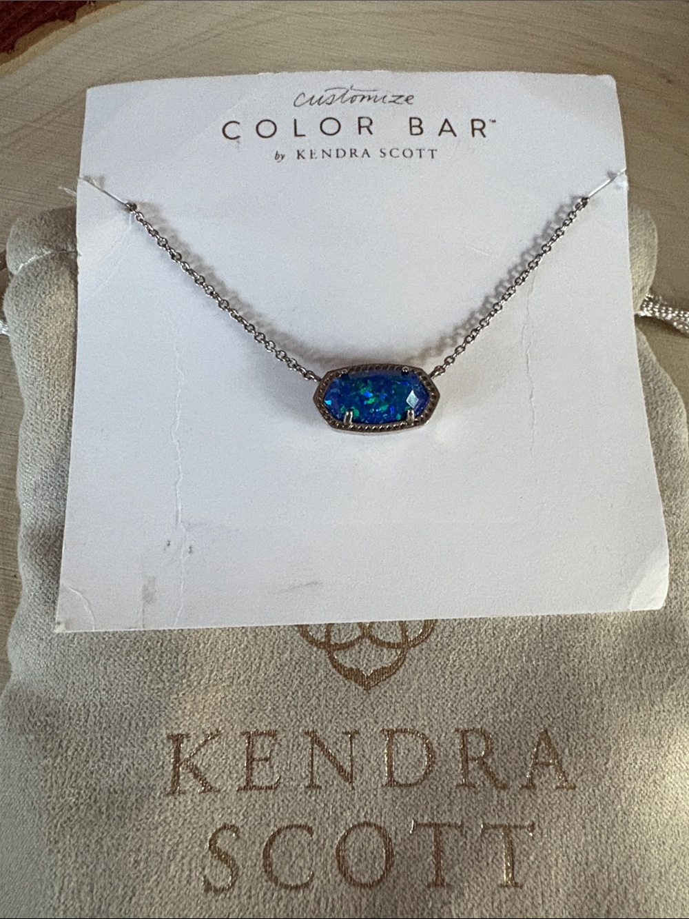 Kendra Scott SILVER and  Blue Midnight  Kyocera Opal new with tag, pouch
